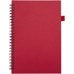 Caderno A5 de capa dura em pele sintética, espiral pautado JournalBooks cor vermelho segunda vista frontal