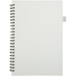 Caderno A5 de capa dura em pele sintética, espiral pautado JournalBooks cor branco segunda vista frontal