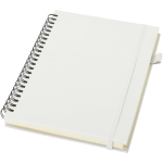 Caderno A5 de capa dura em pele sintética, espiral pautado JournalBooks cor branco