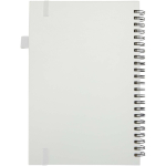 Caderno A5 de capa dura em pele sintética, espiral pautado JournalBooks cor branco segunda vista traseira