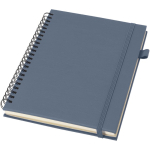 Caderno A5 de capa dura em pele sintética, espiral pautado JournalBooks cor azul-marinho
