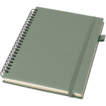 Caderno A5 de capa dura em pele sintética, espiral pautado JournalBooks cor verde mesclado