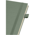 Caderno A5 de capa dura em pele sintética, espiral pautado JournalBooks cor verde mesclado vista detalhe 1