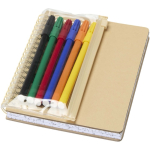 Conjunto de caderno e marcadores com bolsa transparente B6 cor natural