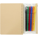 Conjunto de caderno e marcadores com bolsa transparente B6 cor natural segunda vista traseira