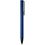 Caneta de alumínio reciclado com mecanismo rotativo e tinta azul cor azul-marinho segunda vista com lateral