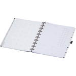 Agenda com capa em pele sintética e encadernação de discos cor preto terceira vista