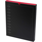 Agenda com capa em pele sintética e encadernação de discos cor preto segunda vista com caixa