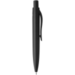 Mini caneta em plástico reciclado RCS com tinta azul cor preto segunda vista com lateral