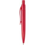Mini caneta em plástico reciclado RCS com tinta azul cor vermelho vista lateral