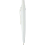 Mini caneta em plástico reciclado RCS com tinta azul cor branco vista lateral