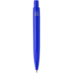 Mini caneta em plástico reciclado RCS com tinta azul cor azul real segunda vista traseira