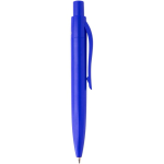 Mini caneta em plástico reciclado RCS com tinta azul cor azul real segunda vista com lateral