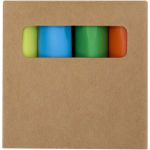 Conjunto de mini marcadores fluorescentes 4 cores em caixa kraft cor multicolor segunda vista com caixa