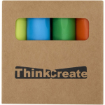 Conjunto de mini marcadores fluorescentes 4 cores em caixa kraft cor multicolor vista impressão serigrafia