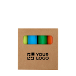 Conjunto de mini marcadores fluorescentes 4 cores em caixa kraft vista principal