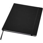 Caderno A4 capa dura com fecho elástico e pele sintética, pautado cor preto