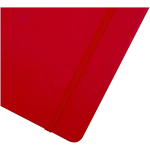 Caderno A4 capa dura com fecho elástico e pele sintética, pautado cor vermelho vista detalhe 1