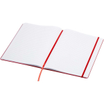 Caderno A4 capa dura com fecho elástico e pele sintética, pautado cor vermelho segunda vista