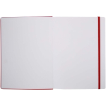 Caderno A4 capa dura com fecho elástico e pele sintética, pautado cor vermelho terceira vista frontal