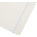 Caderno A4 capa dura com fecho elástico e pele sintética, pautado cor branco vista detalhe 1