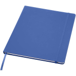 Caderno A4 capa dura com fecho elástico e pele sintética, pautado cor azul real