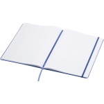 Caderno A4 capa dura com fecho elástico e pele sintética, pautado cor azul real segunda vista