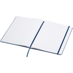 Caderno A4 capa dura com fecho elástico e pele sintética, pautado cor azul-marinho segunda vista