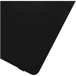 Caderno A7 capa dura em pele sintética com fecho elástico e pautado cor preto vista detalhe 1