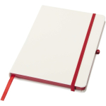 Caderno A5 capa dura com fecho elástico e toque suave, folhas pautadas cor vermelho
