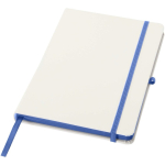 Caderno A5 capa dura com fecho elástico e toque suave, folhas pautadas cor azul real