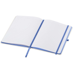 Caderno A5 capa dura com fecho elástico e toque suave, folhas pautadas cor azul real segunda vista