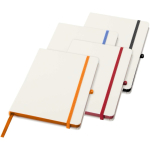 Caderno A5 capa dura com fecho elástico e toque suave, folhas pautadas cor azul real segunda vista várias cores