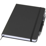 Conjunto de caderno A5 de capa rígida e caneta de tinta azul cor preto