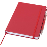 Conjunto de caderno A5 de capa rígida e caneta de tinta azul cor vermelho