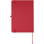Conjunto de caderno A5 de capa rígida e caneta de tinta azul cor vermelho segunda vista traseira