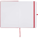 Conjunto de caderno A5 de capa rígida e caneta de tinta azul cor vermelho terceira vista frontal