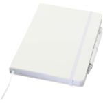 Conjunto de caderno A5 de capa rígida e caneta de tinta azul cor branco