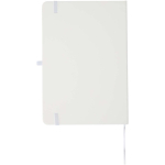 Conjunto de caderno A5 de capa rígida e caneta de tinta azul cor branco segunda vista traseira