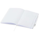Conjunto de caderno A5 de capa rígida e caneta de tinta azul cor branco segunda vista