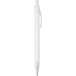 Conjunto de caderno A5 de capa rígida e caneta de tinta azul cor branco segunda vista com lateral