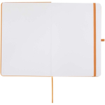 Conjunto de caderno A5 de capa rígida e caneta de tinta azul cor cor-de-laranja terceira vista frontal