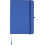 Conjunto de caderno A5 de capa rígida e caneta de tinta azul cor azul real segunda vista frontal