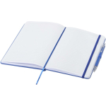 Conjunto de caderno A5 de capa rígida e caneta de tinta azul cor azul real segunda vista