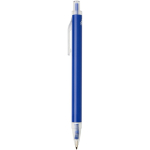 Conjunto de caderno A5 de capa rígida e caneta de tinta azul cor azul real vista lateral