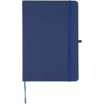 Conjunto de caderno A5 de capa rígida e caneta de tinta azul cor azul-marinho segunda vista frontal