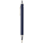 Conjunto de caderno A5 de capa rígida e caneta de tinta azul cor azul-marinho vista lateral