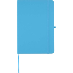 Conjunto de caderno A5 de capa rígida e caneta de tinta azul cor azul-claro segunda vista frontal