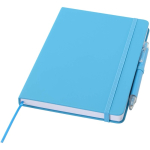 Conjunto de caderno A5 de capa rígida e caneta de tinta azul cor azul-claro