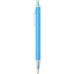 Conjunto de caderno A5 de capa rígida e caneta de tinta azul cor azul-claro vista lateral